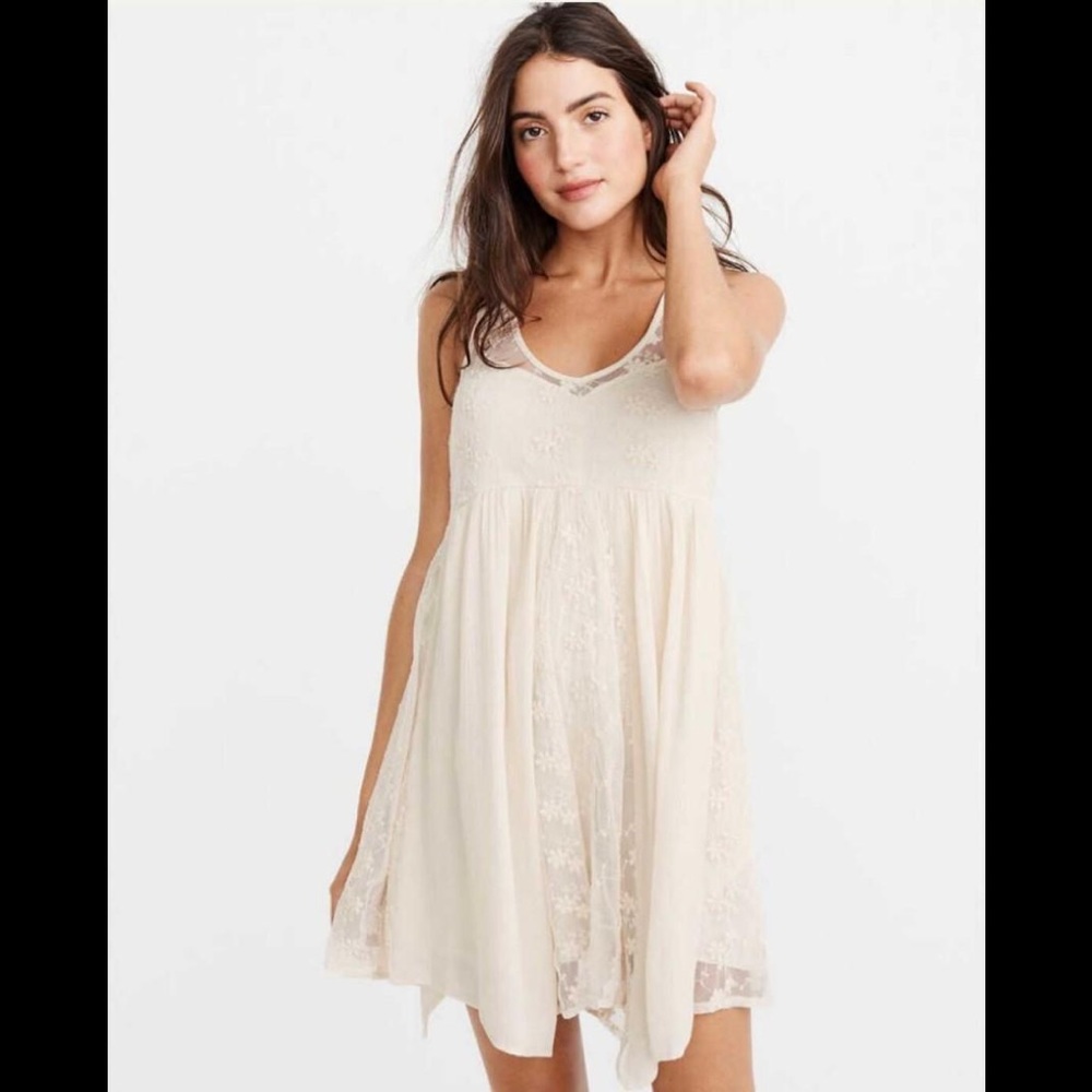 Abercrombie & Fitch cream lace skater dress